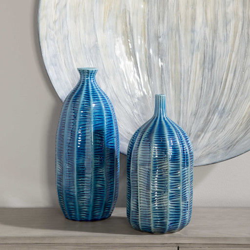 Uttermost - Bixby Blue Vases, S/2 - 17719 - GreatFurnitureDeal