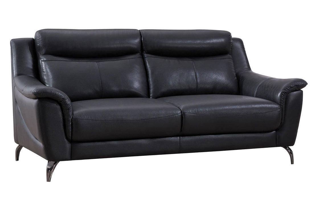 American Eagle Furniture - EK150 Black Genuine Leather Sofa - EK150-BK-SF - GreatFurnitureDeal