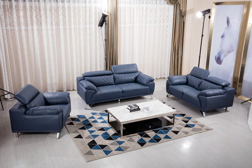 American Eagle Furniture - EK529 Navy Blue Top Grain Leather Sofa - EK529-NB-SF - GreatFurnitureDeal