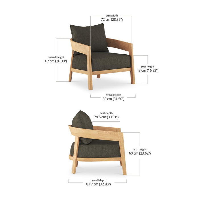 Raleigh Teak Single Seater w/ Seat & Back Cushions - Outdoor Teak - 40117T3U05QDF--- (Set of 2) - GreatFurnitureDeal