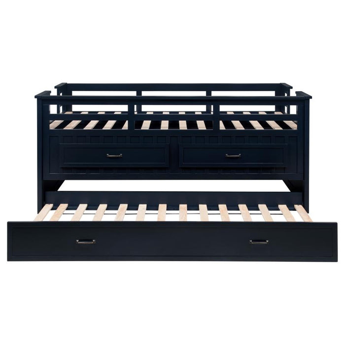 Coaster Furniture - Carlsbad Wood Twin Captains Bed With Trundle Navy Blue - 401980T - GreatFurnitureDeal