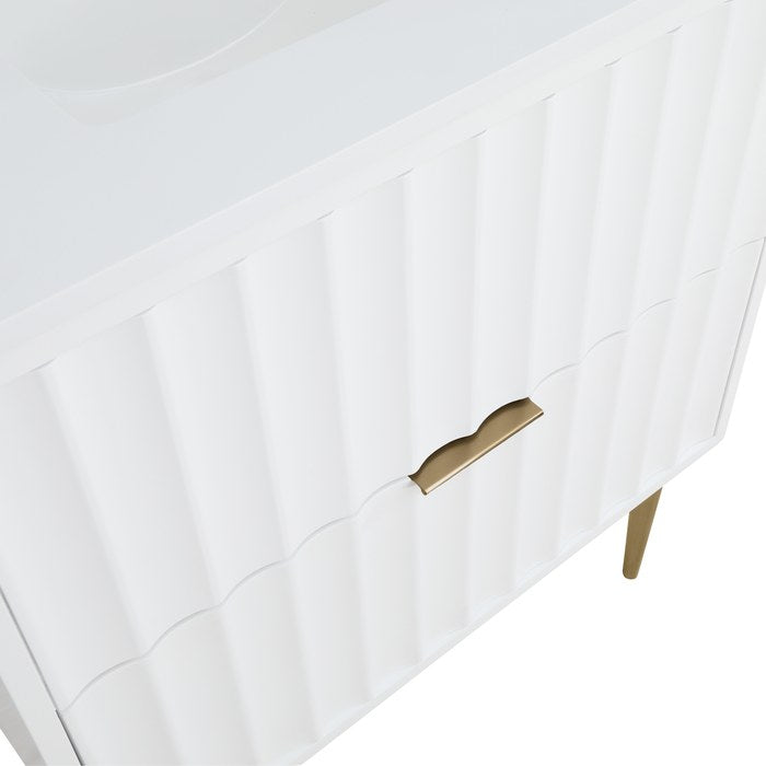 Meridian Furniture - Modernist 30" White Engineered Stone Top And Solid Wood Base Bathroom Vanity - 401White-30 - GreatFurnitureDeal