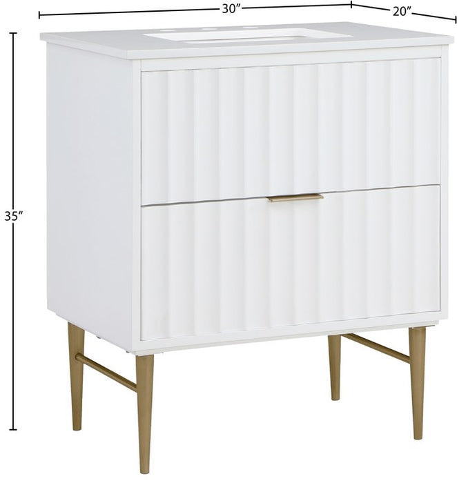 Meridian Furniture - Modernist 30" White Engineered Stone Top And Solid Wood Base Bathroom Vanity - 401White-30 - GreatFurnitureDeal