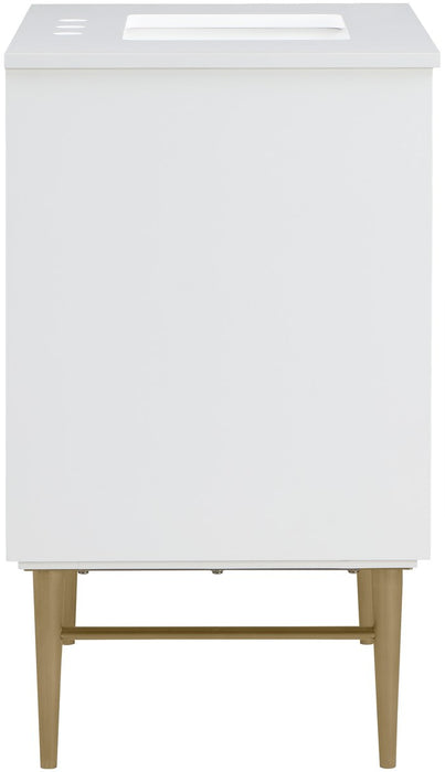 Meridian Furniture - Modernist 30" White Engineered Stone Top And Solid Wood Base Bathroom Vanity - 401White-30 - GreatFurnitureDeal