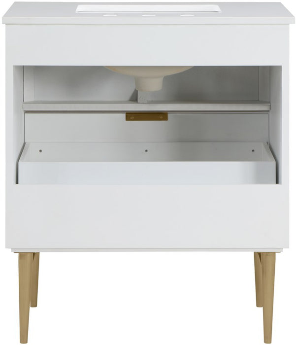 Meridian Furniture - Modernist 30" White Engineered Stone Top And Solid Wood Base Bathroom Vanity - 401White-30 - GreatFurnitureDeal