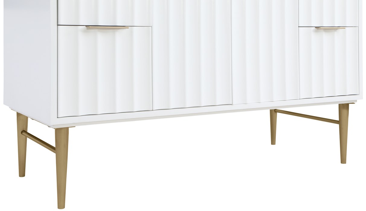 Meridian Furniture - Modernist 48" White Engineered Stone Top And Solid Wood Base Bathroom Vanity - 401White-48 - GreatFurnitureDeal