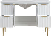 Meridian Furniture - Modernist 48" White Engineered Stone Top And Solid Wood Base Bathroom Vanity - 401White-48 - GreatFurnitureDeal