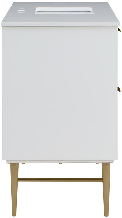 Meridian Furniture - Modernist 48" White Engineered Stone Top And Solid Wood Base Bathroom Vanity - 401White-48 - GreatFurnitureDeal