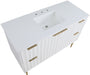Meridian Furniture - Modernist 48" White Engineered Stone Top And Solid Wood Base Bathroom Vanity - 401White-48 - GreatFurnitureDeal