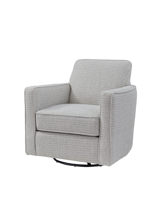 Southern Home Furnishings - Stitches Swivel Glider Chair in Grey and White - 402G Stitches Cotton - GreatFurnitureDeal