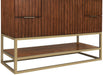 Meridian Furniture - Monad 48" Walnut Genuine Marble Top, Steel And Glass Base Bathroom Vanity - 404Walnut-48 - GreatFurnitureDeal