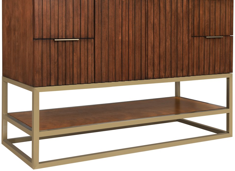 Meridian Furniture - Monad 48" Walnut Genuine Marble Top, Steel And Glass Base Bathroom Vanity - 404Walnut-48 - GreatFurnitureDeal