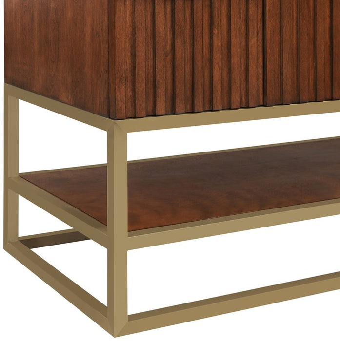 Meridian Furniture - Monad 48" Walnut Genuine Marble Top, Steel And Glass Base Bathroom Vanity - 404Walnut-48 - GreatFurnitureDeal