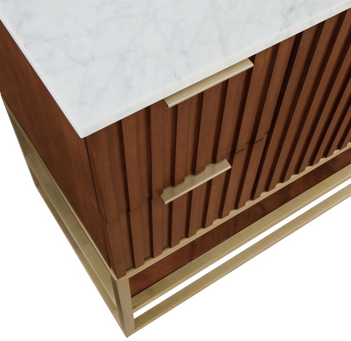 Meridian Furniture - Monad 48" Walnut Genuine Marble Top, Steel And Glass Base Bathroom Vanity - 404Walnut-48 - GreatFurnitureDeal