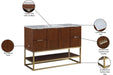 Meridian Furniture - Monad 48" Walnut Genuine Marble Top, Steel And Glass Base Bathroom Vanity - 404Walnut-48 - GreatFurnitureDeal