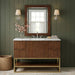 Meridian Furniture - Monad 48" Walnut Genuine Marble Top, Steel And Glass Base Bathroom Vanity - 404Walnut-48 - GreatFurnitureDeal