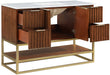 Meridian Furniture - Monad 48" Walnut Genuine Marble Top, Steel And Glass Base Bathroom Vanity - 404Walnut-48 - GreatFurnitureDeal