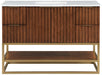 Meridian Furniture - Monad 48" Walnut Genuine Marble Top, Steel And Glass Base Bathroom Vanity - 404Walnut-48 - GreatFurnitureDeal