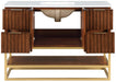 Meridian Furniture - Monad 48" Walnut Genuine Marble Top, Steel And Glass Base Bathroom Vanity - 404Walnut-48 - GreatFurnitureDeal
