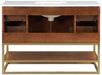 Meridian Furniture - Monad 48" Walnut Genuine Marble Top, Steel And Glass Base Bathroom Vanity - 404Walnut-48 - GreatFurnitureDeal