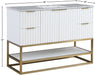 Meridian Furniture - Monad 48" White Genuine Marble Top, Steel And Glass Base Bathroom Vanity - 404White-48 - GreatFurnitureDeal