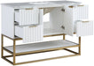 Meridian Furniture - Monad 48" White Genuine Marble Top, Steel And Glass Base Bathroom Vanity - 404White-48 - GreatFurnitureDeal
