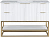 Meridian Furniture - Monad 48" White Genuine Marble Top, Steel And Glass Base Bathroom Vanity - 404White-48 - GreatFurnitureDeal