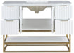 Meridian Furniture - Monad 48" White Genuine Marble Top, Steel And Glass Base Bathroom Vanity - 404White-48 - GreatFurnitureDeal