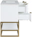 Meridian Furniture - Monad 48" White Genuine Marble Top, Steel And Glass Base Bathroom Vanity - 404White-48 - GreatFurnitureDeal