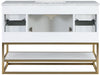 Meridian Furniture - Monad 48" White Genuine Marble Top, Steel And Glass Base Bathroom Vanity - 404White-48 - GreatFurnitureDeal