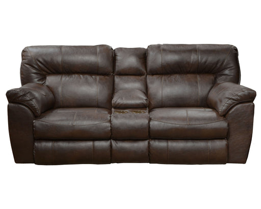 Catnapper - Nolan Extra Wide Reclining Console Loveseat w- Storage and Cupholders in Godiva - 4049-GODIVA - GreatFurnitureDeal