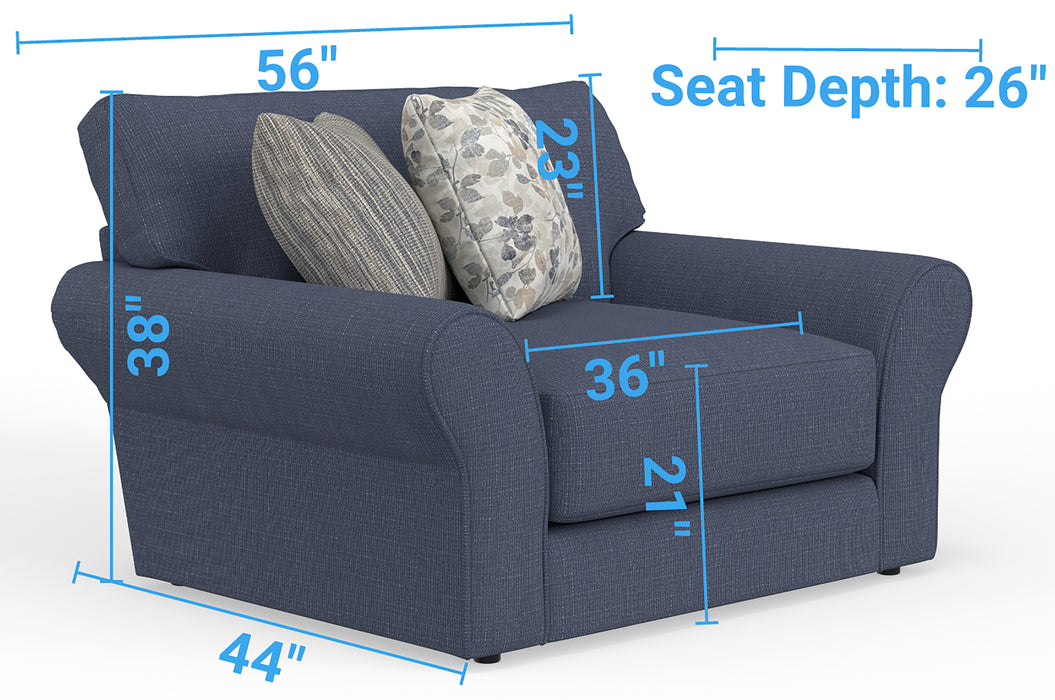 Jackson Furniture - Cape May Chair 1/2 with Cocktail Ottoman in Denim - 4052-01-12-DENIM - GreatFurnitureDeal