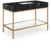 Meridian Furniture - Marmo 48" Black Engineered Stone Top, Steel And Glass Base Bathroom Vanity - 406Black-48 - GreatFurnitureDeal