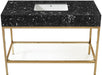 Meridian Furniture - Marmo 48" Black Engineered Stone Top, Steel And Glass Base Bathroom Vanity - 406Black-48 - GreatFurnitureDeal