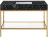 Meridian Furniture - Marmo 48" Black Engineered Stone Top, Steel And Glass Base Bathroom Vanity - 406Black-48 - GreatFurnitureDeal