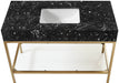 Meridian Furniture - Marmo 48" Black Engineered Stone Top, Steel And Glass Base Bathroom Vanity - 406Black-48 - GreatFurnitureDeal