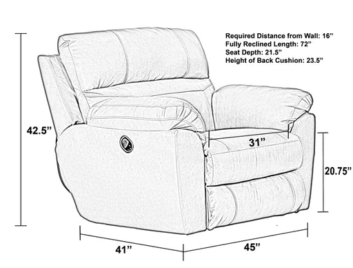 Catnapper - Costa Power Lay Flat Recliner in Chocolate - 64070-7-CHOCOLATE - GreatFurnitureDeal