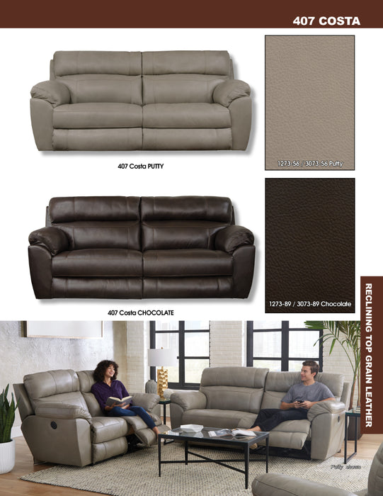 Catnapper - Costa Power Lay Flat Recliner in Chocolate - 64070-7-CHOCOLATE - GreatFurnitureDeal