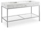 Meridian Furniture - Marmo 60" White Engineered Stone Top, Steel And Glass Base Bathroom Vanity - 408White-60 - GreatFurnitureDeal