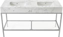 Meridian Furniture - Marmo 60" White Engineered Stone Top, Steel And Glass Base Bathroom Vanity - 408White-60 - GreatFurnitureDeal