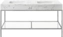 Meridian Furniture - Marmo 60" White Engineered Stone Top, Steel And Glass Base Bathroom Vanity - 408White-60 - GreatFurnitureDeal