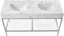 Meridian Furniture - Marmo 60" White Engineered Stone Top, Steel And Glass Base Bathroom Vanity - 408White-60 - GreatFurnitureDeal