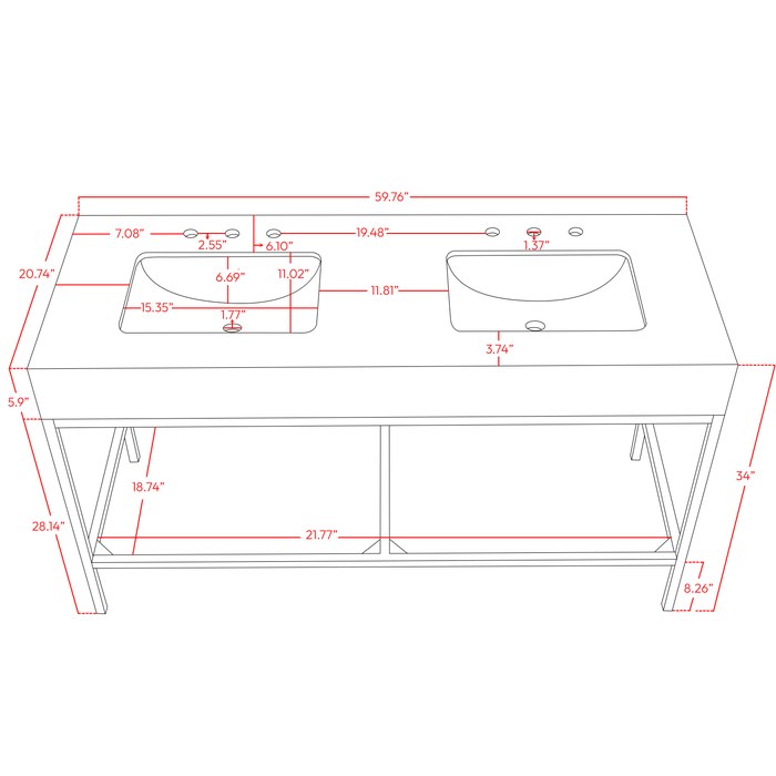 Meridian Furniture - Marmo 60" White Engineered Stone Top, Steel And Glass Base Bathroom Vanity - 408White-60 - GreatFurnitureDeal
