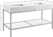 Meridian Furniture - Marmo 60" White Engineered Stone Top, Steel And Glass Base Bathroom Vanity - 408White-60 - GreatFurnitureDeal