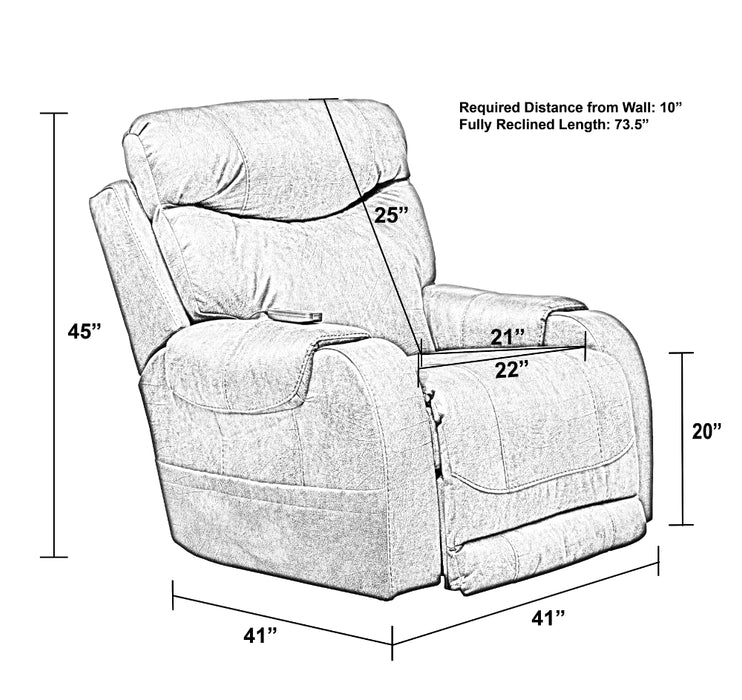 Catnapper - Recharger Power Headrest Power Rocker Recliner w-CR3 Heat-Massage-Lumbar in Charcoal - 64102-2-CHARCOAL - GreatFurnitureDeal