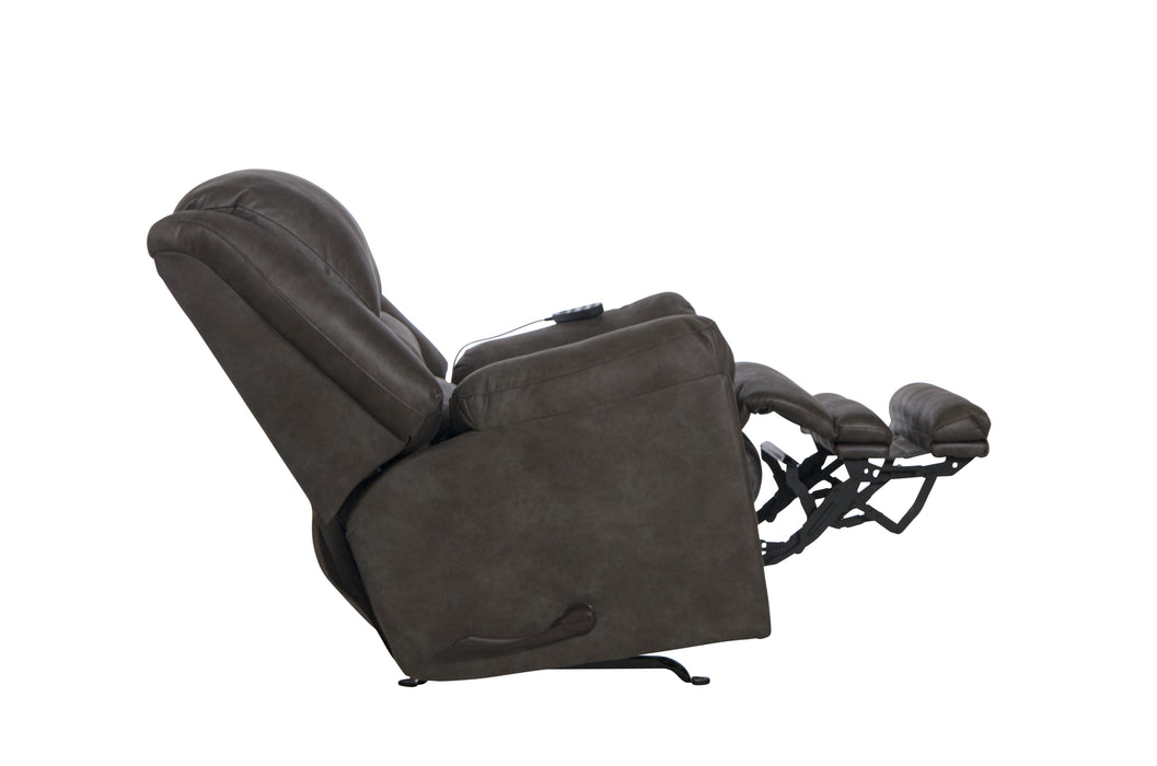 Catnapper - Hayden Chaise Rocker Recliner w/Heat & Massage in Steel - 4107-2-STEEL - GreatFurnitureDeal