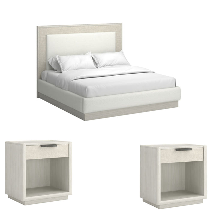 ART Furniture - Cotiere 3 Piece Queen Upholstered Panel Bedroom Set in Linen - 299135-299143-2349-3SET - GreatFurnitureDeal