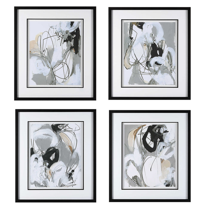 Uttermost - Tangled Threads Abstract Framed Prints, S/4 - 41419 - GreatFurnitureDeal
