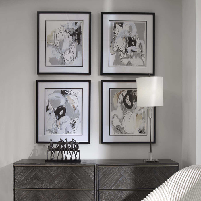 Uttermost - Tangled Threads Abstract Framed Prints, S/4 - 41419 - GreatFurnitureDeal