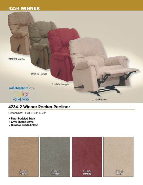Catnapper - Winner Rocker Recliner in Mocha - 4234-2-MOCHA - GreatFurnitureDeal